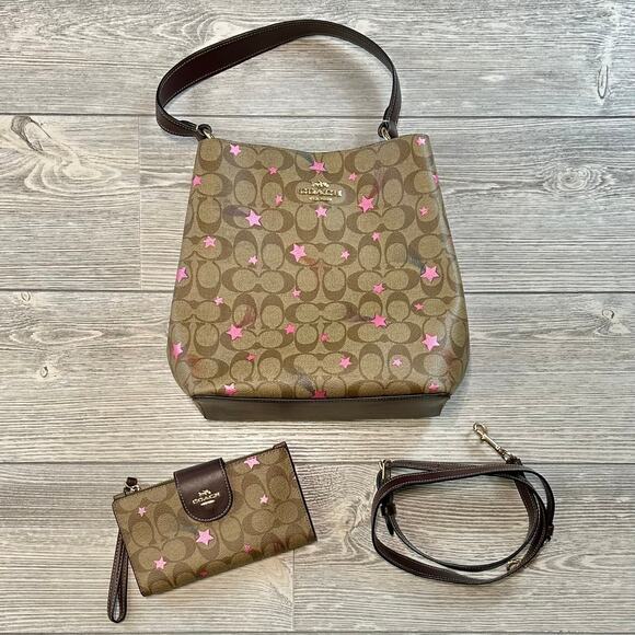Coach Handbags - Coach Small Town Disco Star Bucket Bag & Wallet Set - Leather